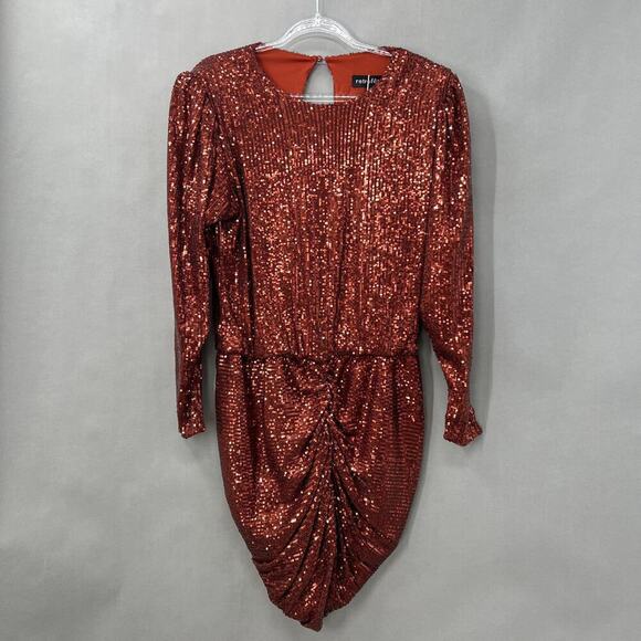 52. Retrofete Flynn Ruched Sequined Mini Dress Womens Large Party Clubbing - Picture 3 of 8